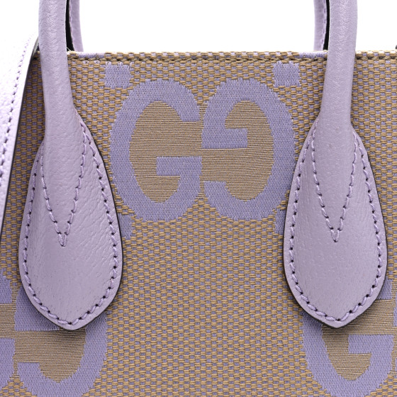 【GUCCI 】Jumbo GG Logo Mini Tote Bag BEIGE LAPIS GUCCI Monogram Jumbo GG Textured Dollar Calfskin Mini Tote