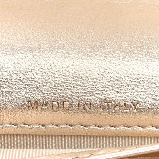 CHANEL Metallic Lambskin Quilted Large Gusset Flap Wallet