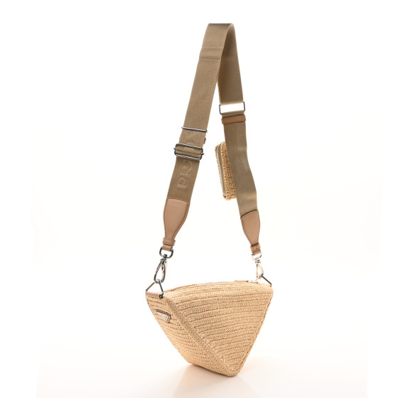 PRADA Yarn Raffia Effect Crochet Triangle Shoulder Bag