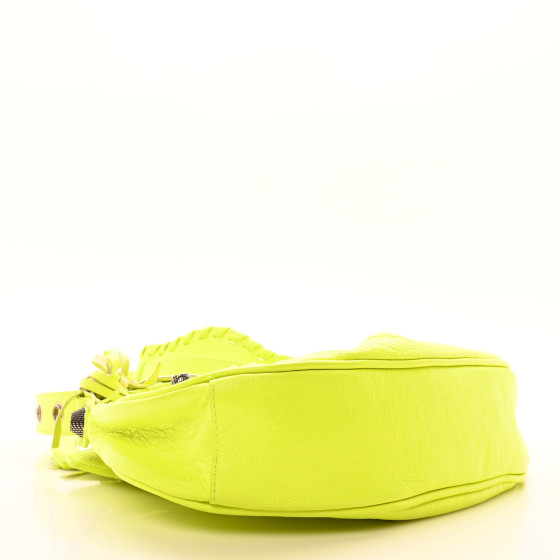 BALENCIAGA Agneau Arena Le Cagole Shoulder Bag XS Fluo