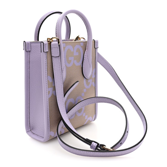 【GUCCI 】Jumbo GG Logo Mini Tote Bag BEIGE LAPIS GUCCI Monogram Jumbo GG Textured Dollar Calfskin Mini Tote