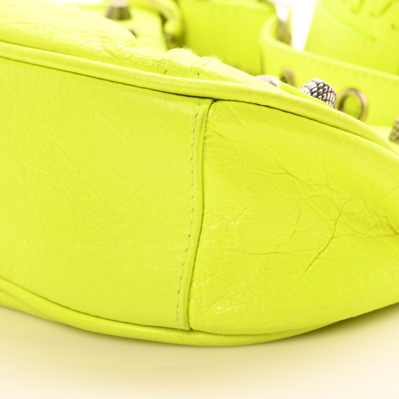 BALENCIAGA Agneau Arena Le Cagole Shoulder Bag XS Fluo