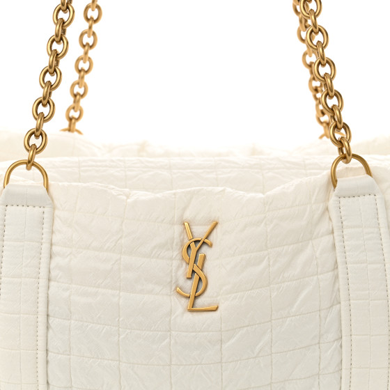 【関税&送料込】Saint Laurent White Fabric Gloria Travel Bag Saint Laurent Gloria Travel Bag in Milky White | FWRD