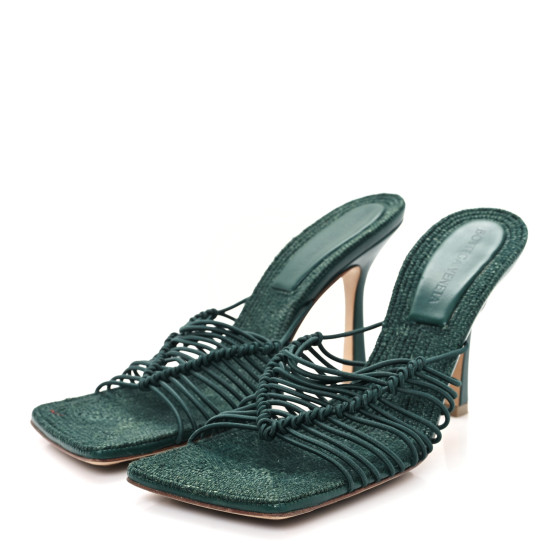 BOTTEGA VENETA Raffia Elasticized Stretch Mule Sandals 37.5