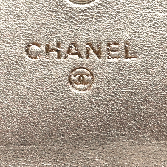 CHANEL Metallic Lambskin Quilted Large Gusset Flap Wallet