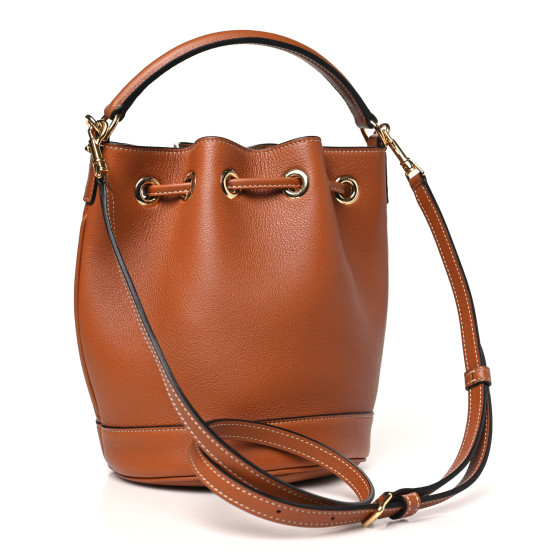 CELINE Calfskin Teen Clara Drawstring Bucket Bag Tan 1681920
