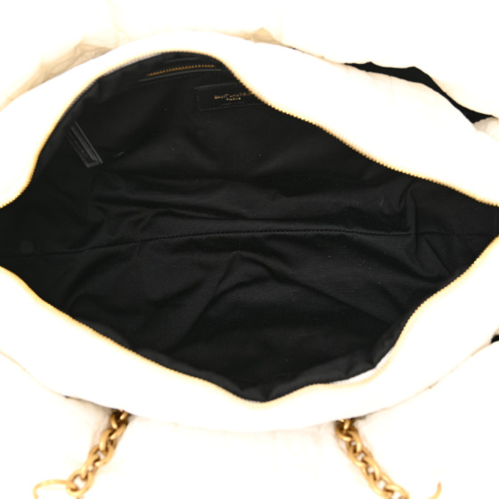 SAINT LAURENT Nylon Gloria Quilted Travel Bag Milky White