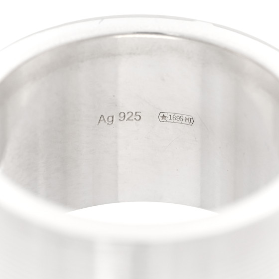 GUCCI Sterling Silver 12mm Trademark Wide Band Ring 54 6.75