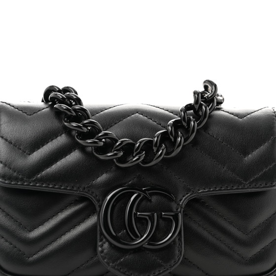 GUCCI Calfskin Matelasse Monochrome GG Marmont Chain Belt