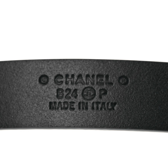 CHANEL Calfskin Crystal Chain Logo Belt 85 34 Black 1682257
