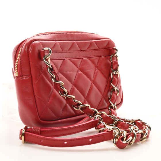 CHANEL Lambskin Quilted Waist Bag With Pouch Red 1683105