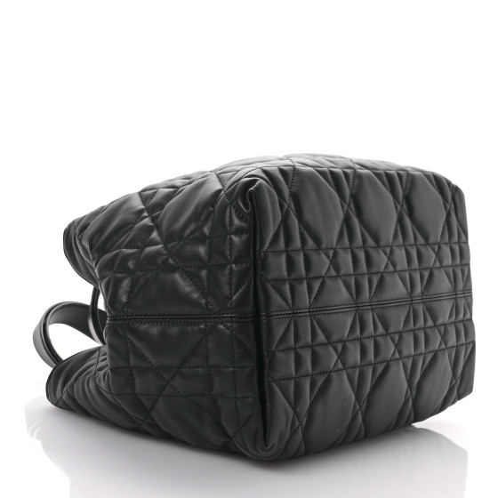 CHRISTIAN DIOR Calfskin Macrocannage Medium Toujours Black