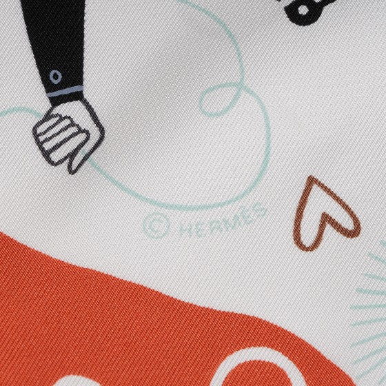 HERMES Silk Les Confessions Scarf 90 Blanc Jaune Noir 234308