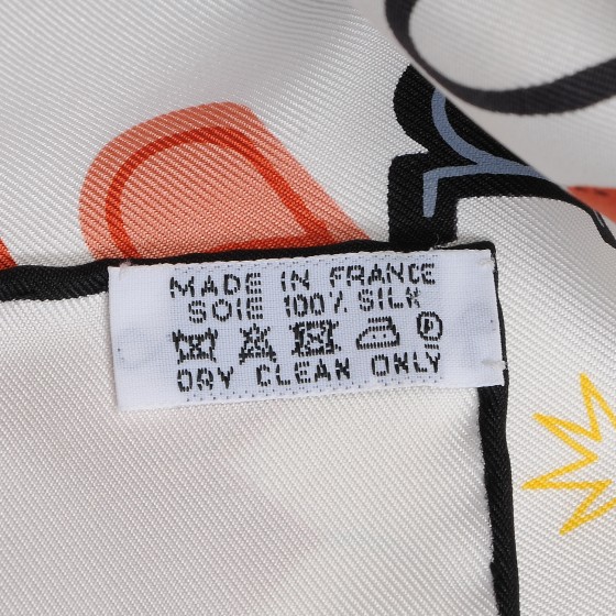 HERMES Silk Les Confessions Scarf 90 Blanc Jaune Noir 234308