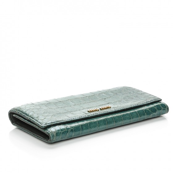 MIU MIU Patent Crocodile Embossed Continental Flap Wallet