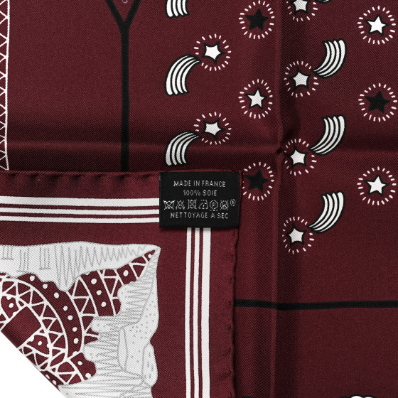 HERMES Silk Les Canyons Etoiles Bandana Scarf 55 Bordeaux
