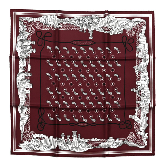 エルメス　スカーフ　Les Canyons Etoiles　aq10395 HERMES Silk Les Canyons Etoiles Bandana Scarf 55 Bordeaux