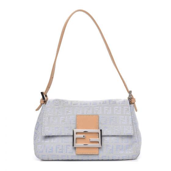 FENDI Zucchino Mini Mama Baguette Blue 658207 | FASHIONPHILE