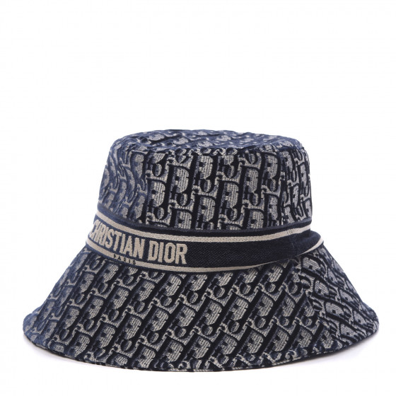 【Dior】cotton bucket hat with patch detail【ランク:A】 CHRISTIAN DIOR Velvet Oblique Large Brim Bucket Hat 58 Bleu