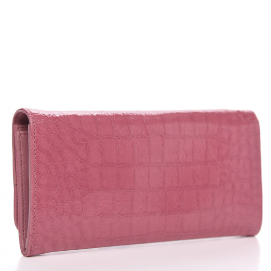 ★TOUT Y EST★ Crocodile embossed card wallet pink 21pkwt08 Katy Croc Embossed Bifold Flap Wallet | Kate Spade New York