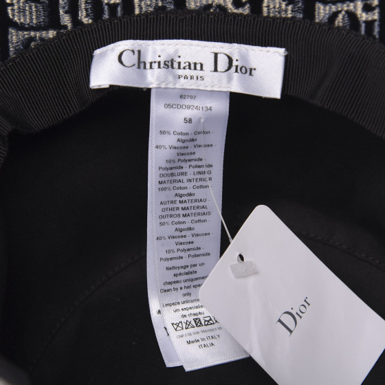 CHRISTIAN DIOR Velvet Oblique Large Brim Bucket Hat 58 Bleu