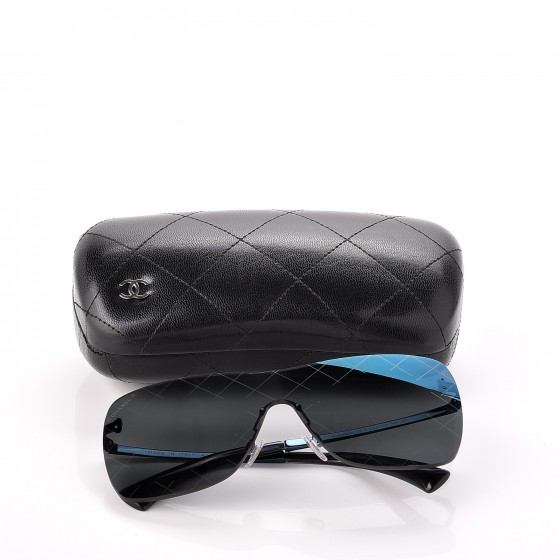 CHANEL Shield Runway Sunglasses 4215 Silver Blue Mirror