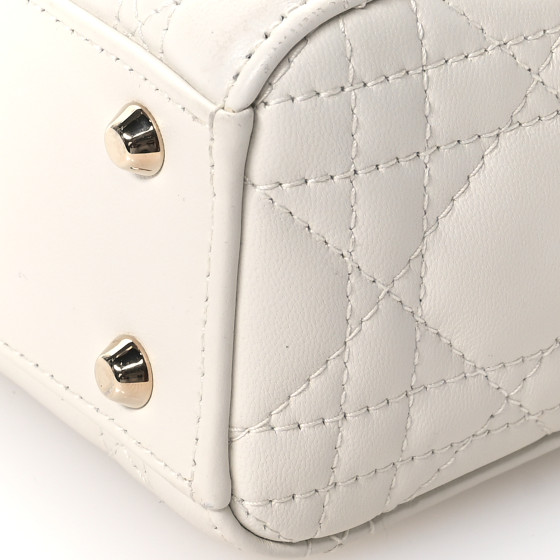 CHRISTIAN DIOR Lambskin Cannage Mini Lady Dior White 1680312