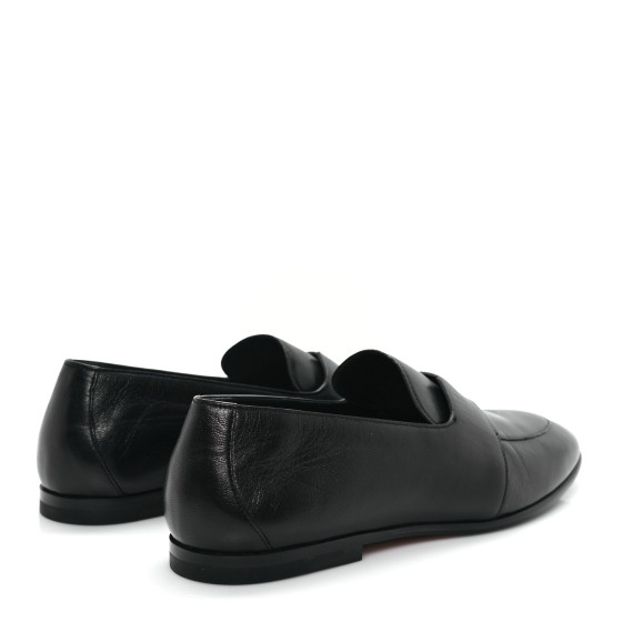 HERMES Goatskin Womens Ancora Moccasin Loafers 36.5 Black