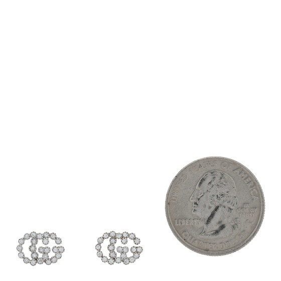 GUCCI 18K White Gold Diamond Running G Earrings 1672048
