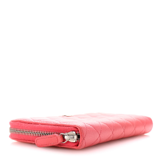 CHANEL ピンク 約20cm CHANEL Caviar Quilted Large Gusset Zip Around Wallet Pink