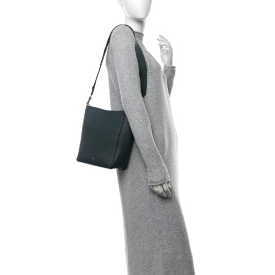 CELINE Soft Grained Calfskin Small Sangle Bucket Bag Amazone