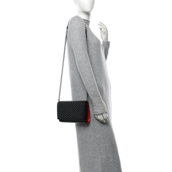 CHRISTIAN LOUBOUTIN Calfskin Spikes Paloma Clutch Black