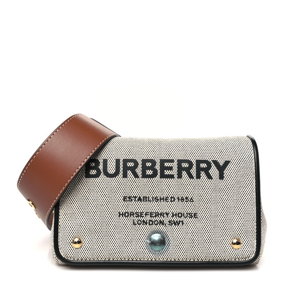 BURBERRY Cotton Canvas Horseferry Print Small Crossbody Bag