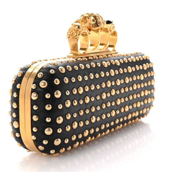 ALEXANDER MCQUEEN Nappa Studded Skull Knuckle Duster Clutch