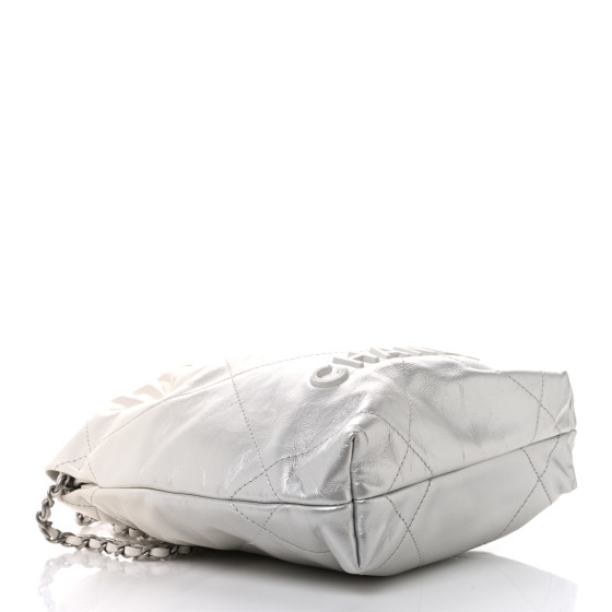 CHANEL Metallic Shaded Calfskin Quilted Mini Chanel 22 White