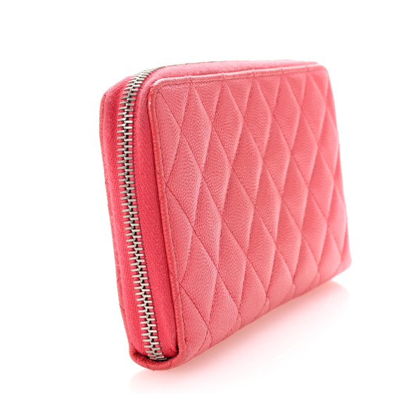 CHANEL ピンク 約20cm CHANEL Caviar Quilted Large Gusset Zip Around Wallet Pink