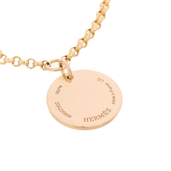 HERMES 18K Rose Gold Diamond PM Ex-Libris Bracelet LG