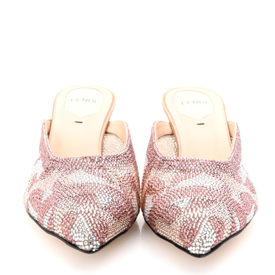 miii36 FENDI Technical Mesh Crystal Colibri Mule 36 Nude 1682556