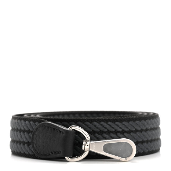 HERMES Toile Swift 25mm Sangle Cordage Shoulder Strap Black