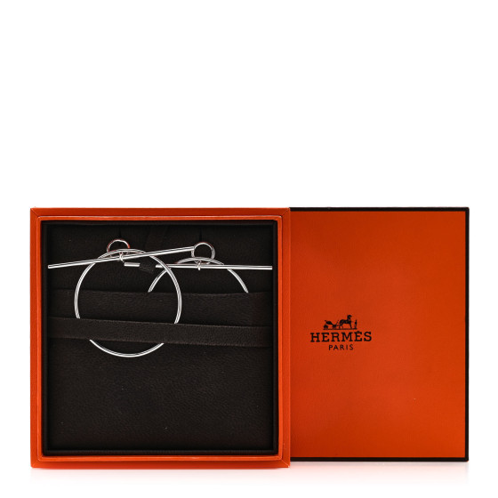HERMES Sterling Silver MM Loop Earrings 1677961 | FASHIONPHILE