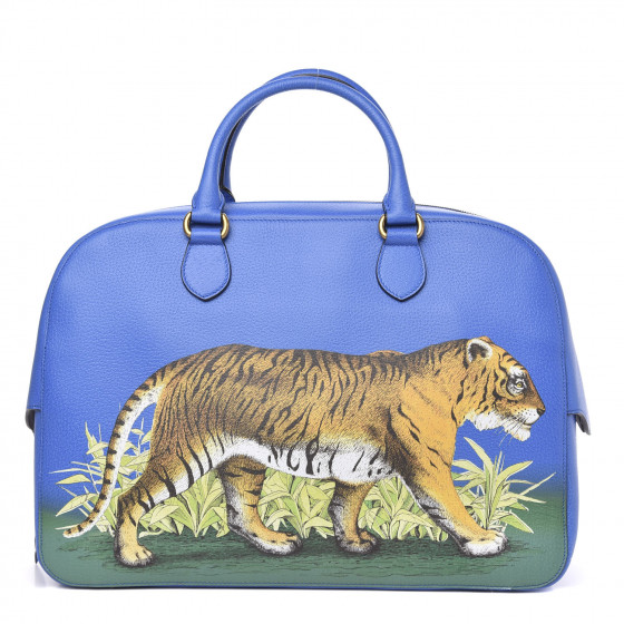 GUCCI ガーデン　Tiger 巾着 GUCCI Calfskin Tiger Print Duffle Blue 646911 | FASHIONPHILE