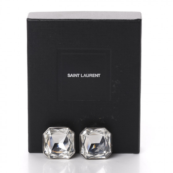 SAINT LAURENT Crystal Smoking Clip On Earrings Silver 643509
