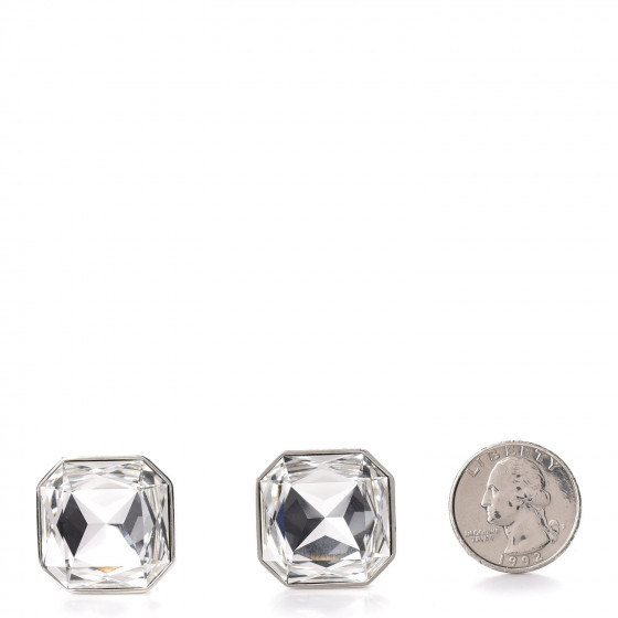 【SAINT LAURENT】silver-tone and crystal イヤリング Saint Laurent YSL Earrings in Oxidized Silver & Crystal | FWRD
