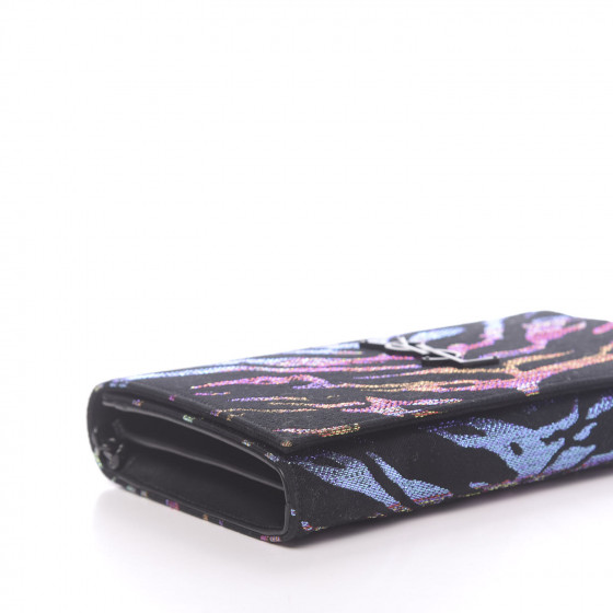 SAINT LAURENT Tiger Burnout Monogram Chain Wallet Multicolor