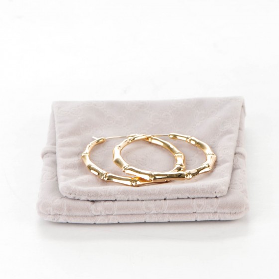 GUCCI 18K Yellow Gold Bamboo Hoop Earrings 150445 | FASHIONPHILE