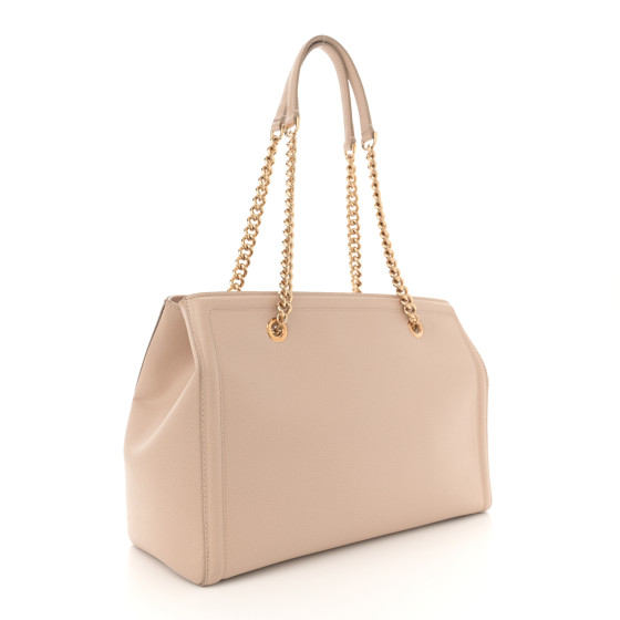 SALVATORE FERRAGAMO Hammered Calfskin Vara Bow Chain Tote