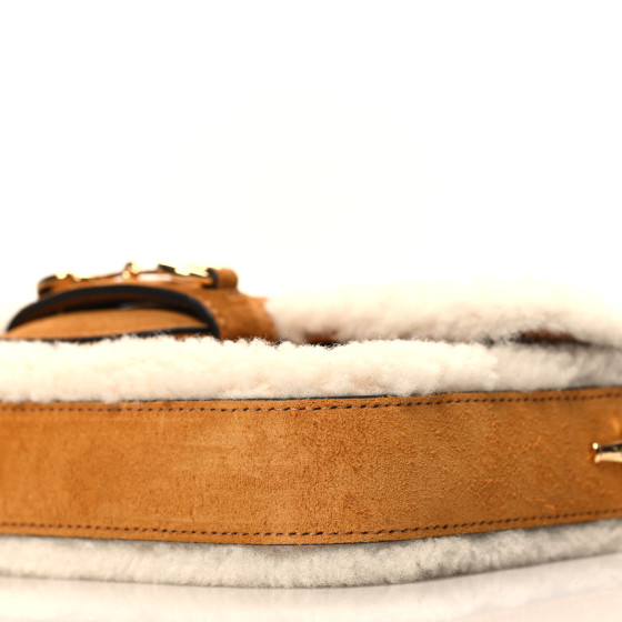 ショルダーバッグ・ポシェット 1955 Horsebit Suede Tote Bag with Shearling-Trim Gucci 1955 Horsebit Mini Brown Suede Tote Bag with Shearling