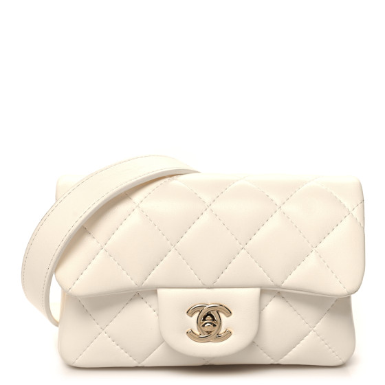 CHANEL ホワイト ミニバッグ Chanel 21S Iridescent White Mini Flap Rectangle CC Quilted