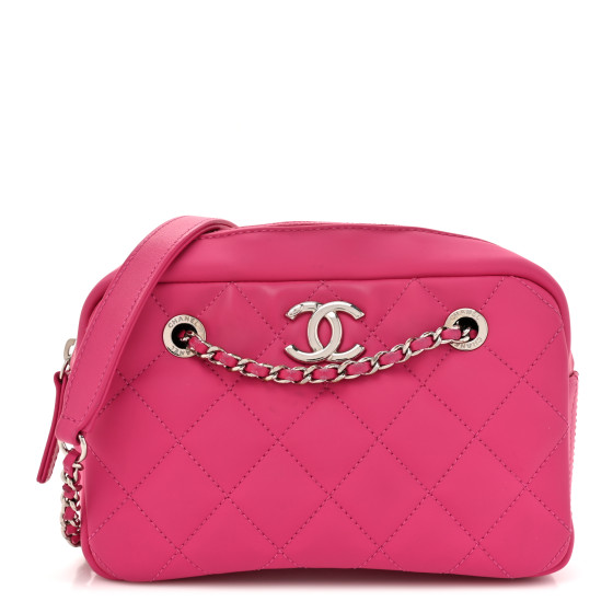 CHANEL Rubber Quilted Lambskin Coco Rain Camera Bag Pink
