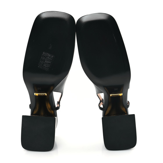 GUCCI Malaga Kid Horsebit 75mm Slingback Pumps 36 Black